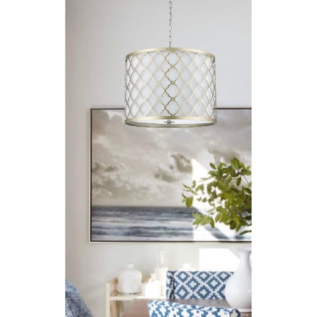 Champagne Gold Drum Pendant with 3 Lights