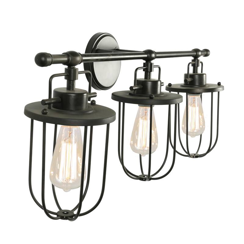 Industrial Metal Cage 3 Light Wall Sconce - 28.0"L x 8.0"W x 13.0"H