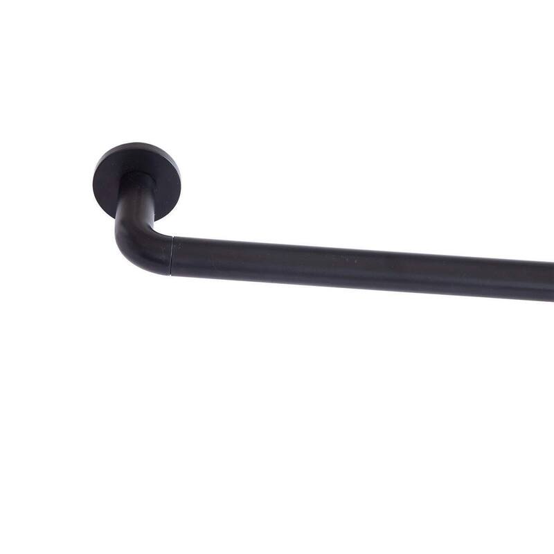 HLC.ME Wrap Around Room Darkening Grommet Curtain Rod - Adjustable Curtain Rod - Sturdy Rustproof Pipe 1" Diameter - Matte Black - 28" to 48" Inches