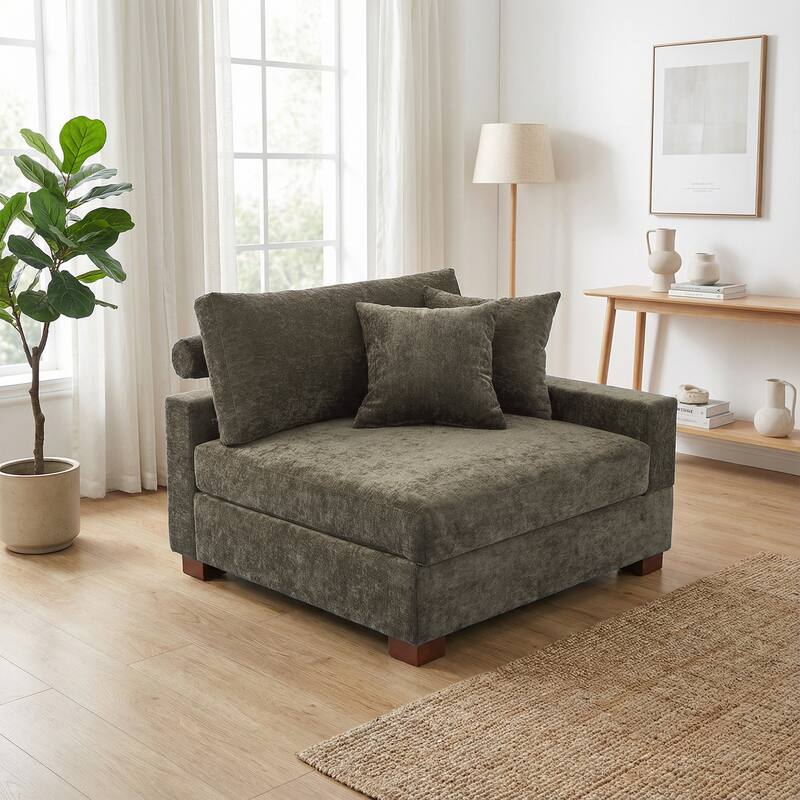 Chenille Upholstered Armless Accent Chair With Plush Cushion