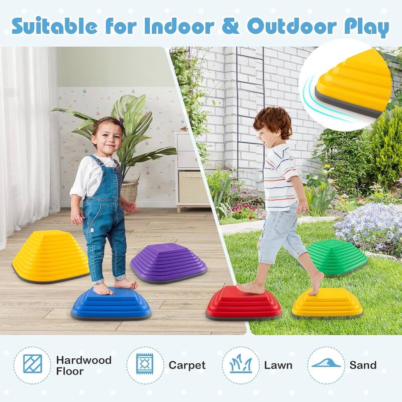 6 PCS Stepping Stones Non-Slip Toddler Sensory Balance Blocks - 6 pcs