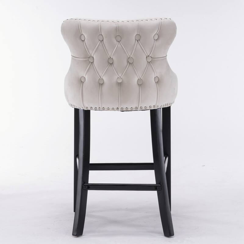 Velvet Upholstered Wing-Back Barstools Set of 4