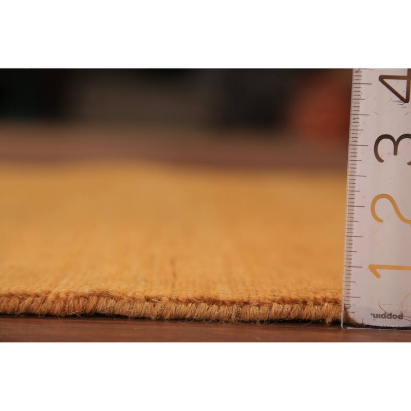 Gabbeh Modern Rug Handmade Yellow Wool Carpet - 2'9" x 3'11"