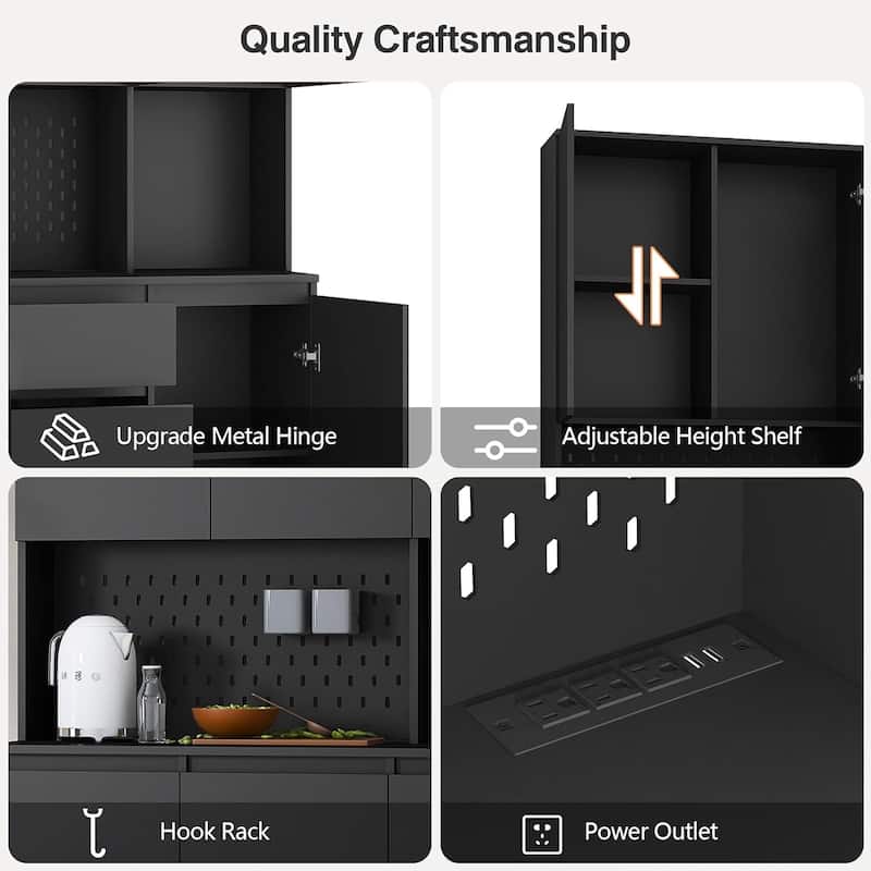 74" Freestanding Kitchen Pantry Cabinet Cupboard with 6 Doors,3 Shelves and 1 Drawer,Versatile Wardrobe & Kitchen Cabinet