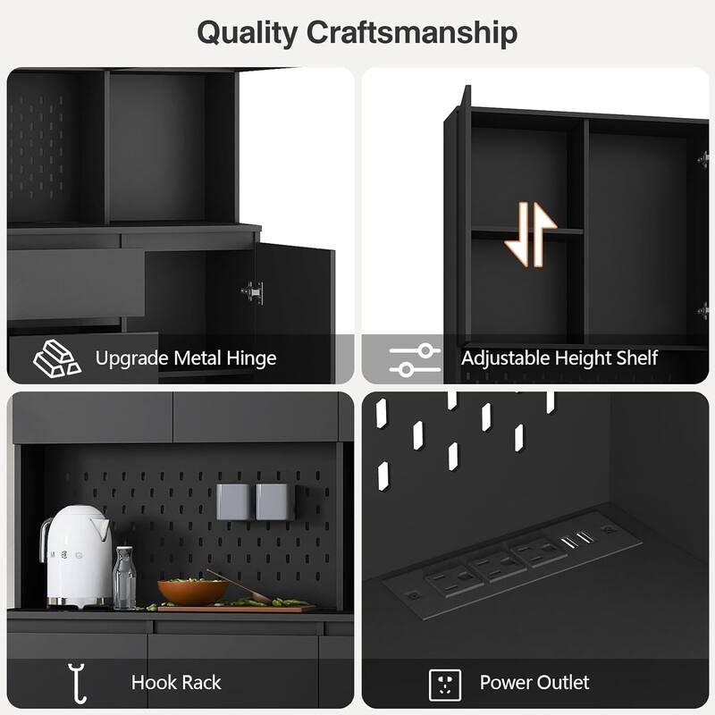74" Freestanding Kitchen Pantry Cabinet Cupboard with 6 Doors,3 Shelves and 2 Drawer,Versatile Wardrobe & Kitchen Cabinet