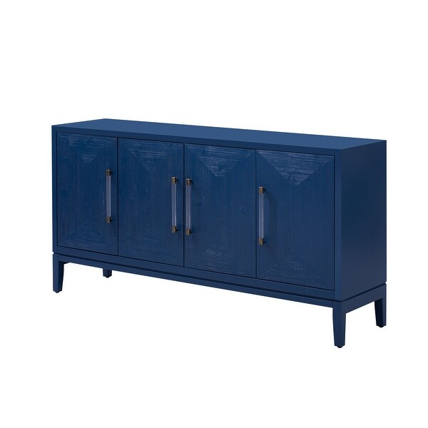 Navy Blue Sideboard Buffet Cabinet with Brushed Doors, Entryway