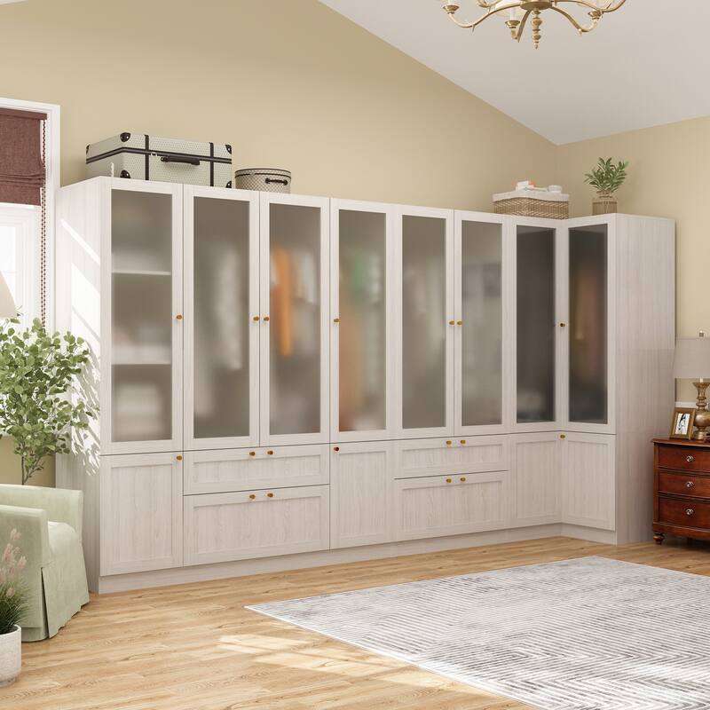 Combo Elegant Light Gray Wardrobe Modular Closet Configuration Armoire