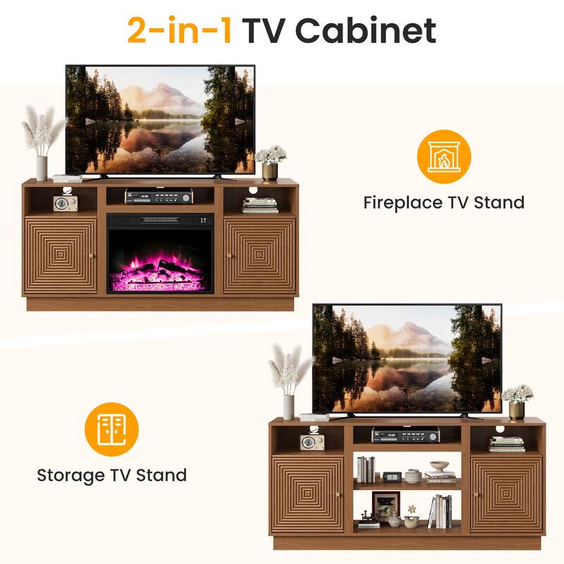 59'' TV Stand for TVs Up to 65'' with Storage and Adjustable Shelves - n/a