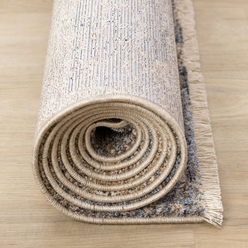 Olivia Collection - Distressed Blue Beige Area Rug