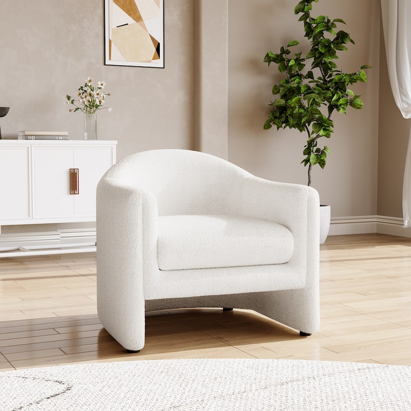 32.3" Wide Upholstered Barrel Boucle Velvet Accent Chair