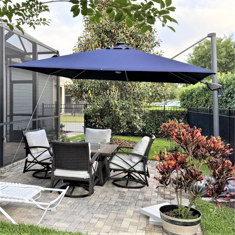 PURPLE LEAF 9 ft 360 Degree Rotation Patio Umbrella With Base