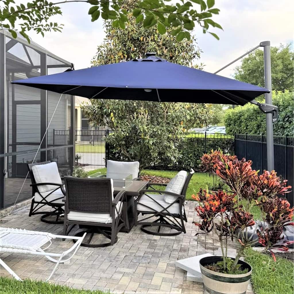PURPLE LEAF 9 ft 360 Degree Rotation Patio Umbrella With Base