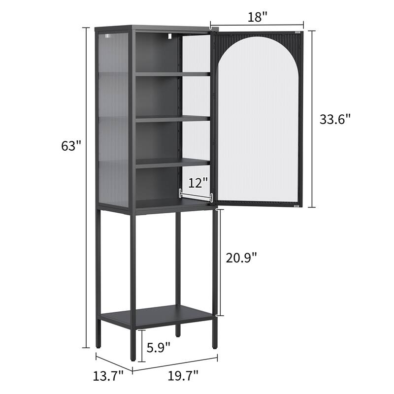 Display Storage Cabinet,5-Tier Cube Bookshelf Storage Cabinet - Black