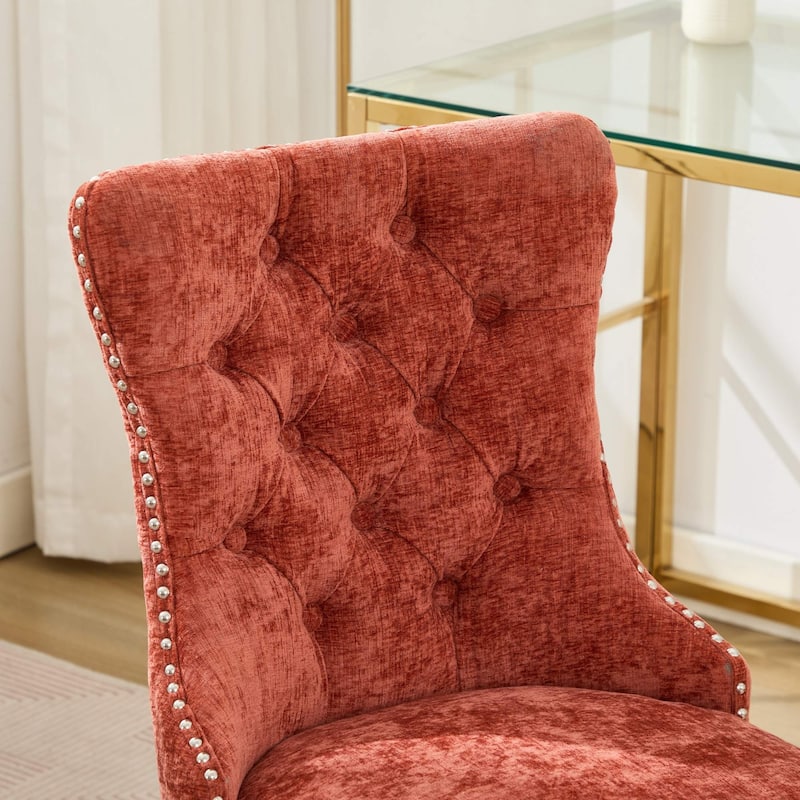 GDF Studio - Modern Chenille Tufted Upholstered Office Chair with Chrome Metal Base with Nailhead Trim and High-Rebound Cushion