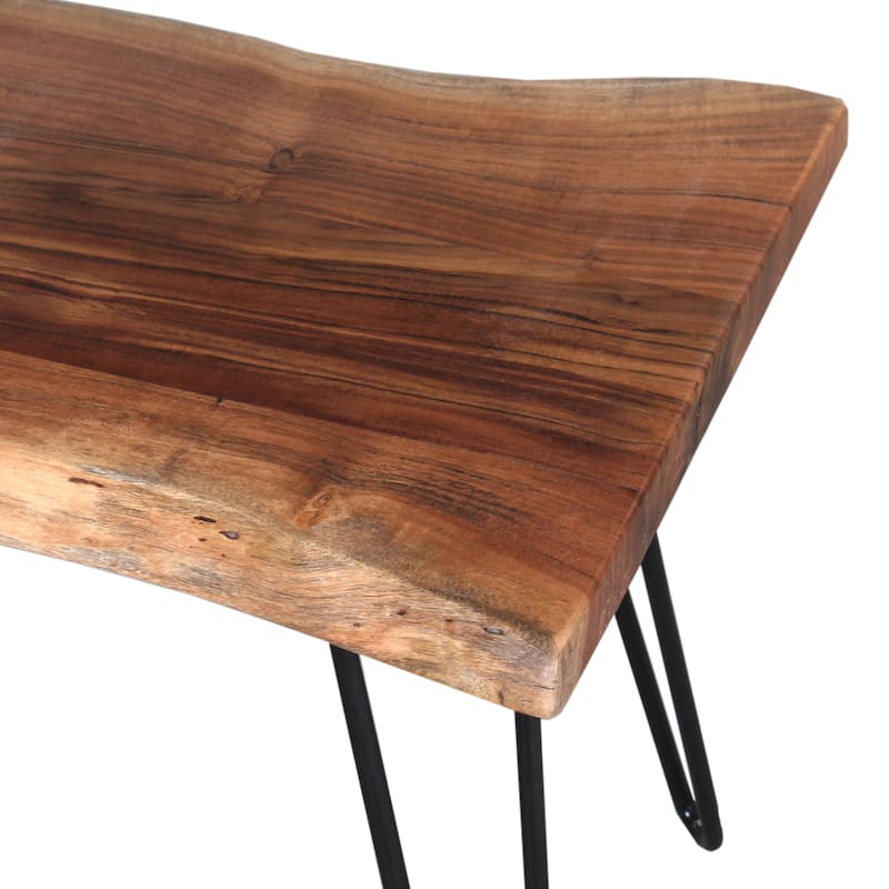 Carbon Loft Czuchry Hairpin Natural Live Edge Wood with Metal Bench