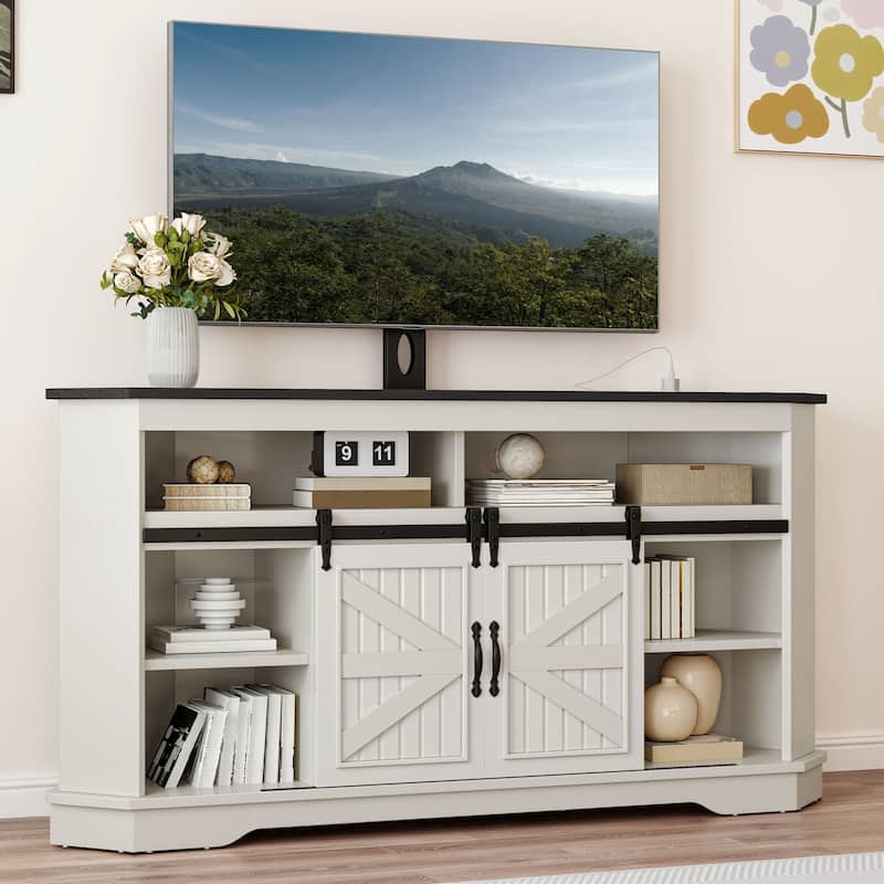 Moasis Corner TV Stand with Barn Doors for 70" TVs