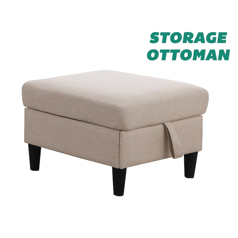 Marcus 77" Mid Century Reversible Sectional with Storage Ottoman