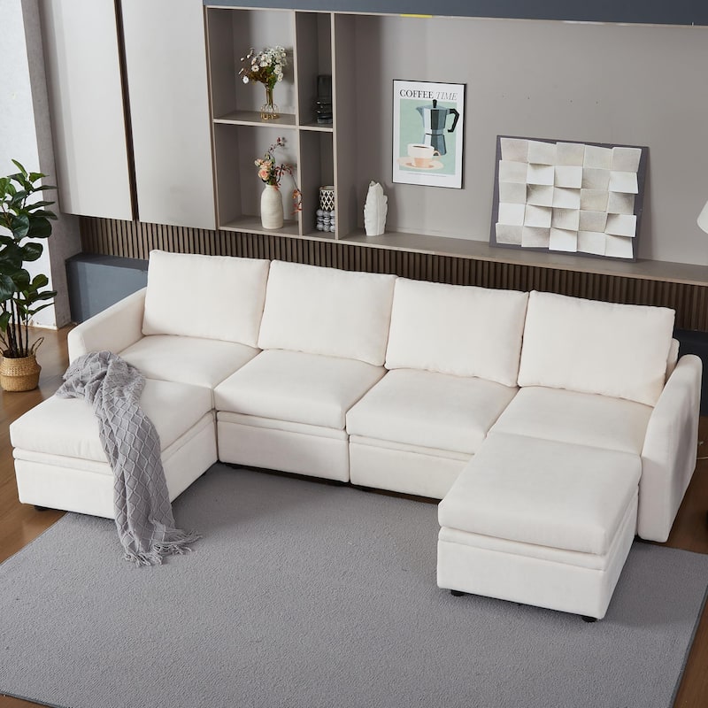 9 Seater Modular Sectional Sofa Couch with Underseat Storage - Grey 8 sets
