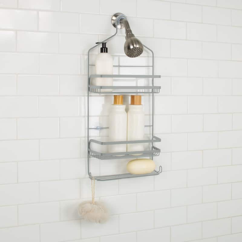 Bath Bliss Cottage Collection Deluxe Shower Caddy in Grey - 10.5"x 4.6"x 25.5"