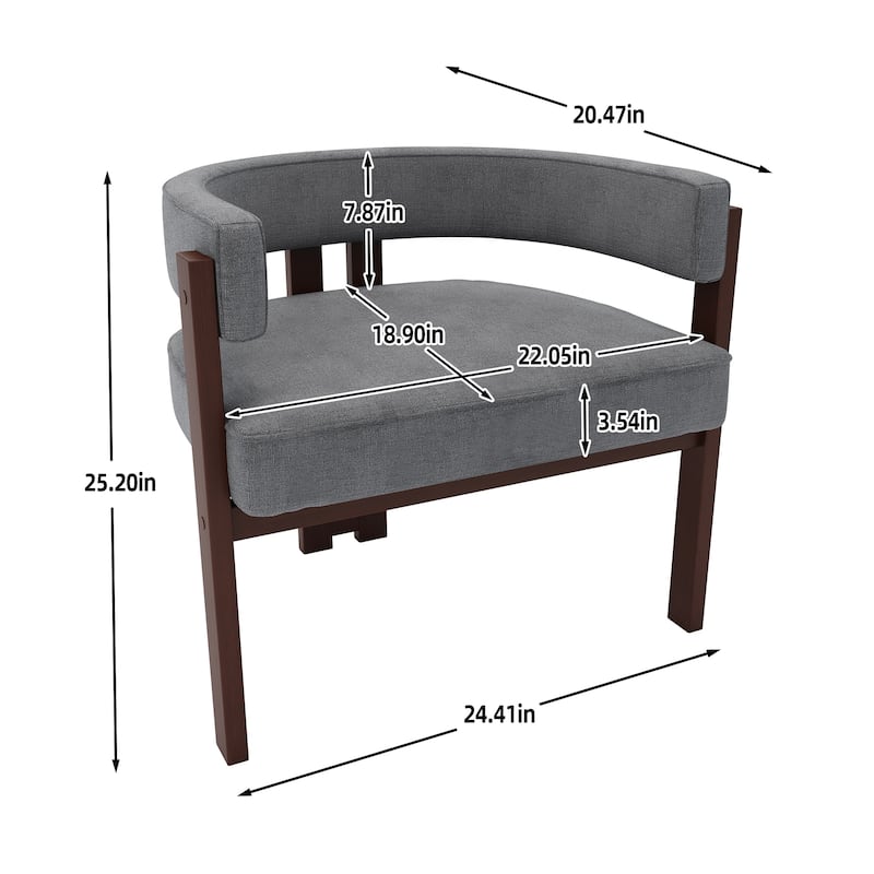 Modern Accent Chair Chenille Upholstered Armchair With Open Back 3 Legs Barrel Dining Chair Comfy Side Chair Set Of 2
