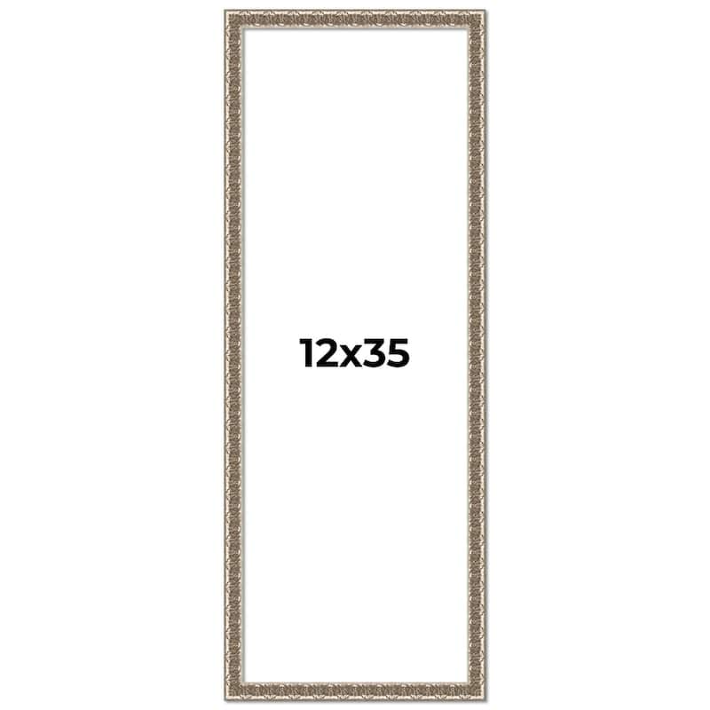 12x35 Frame Silver Versailles Ornate Solid Wood Picture Frame | 1 Inch