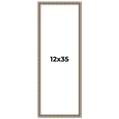 12x35 Frame Silver Versailles Ornate Solid Wood Picture Frame | 1 Inch