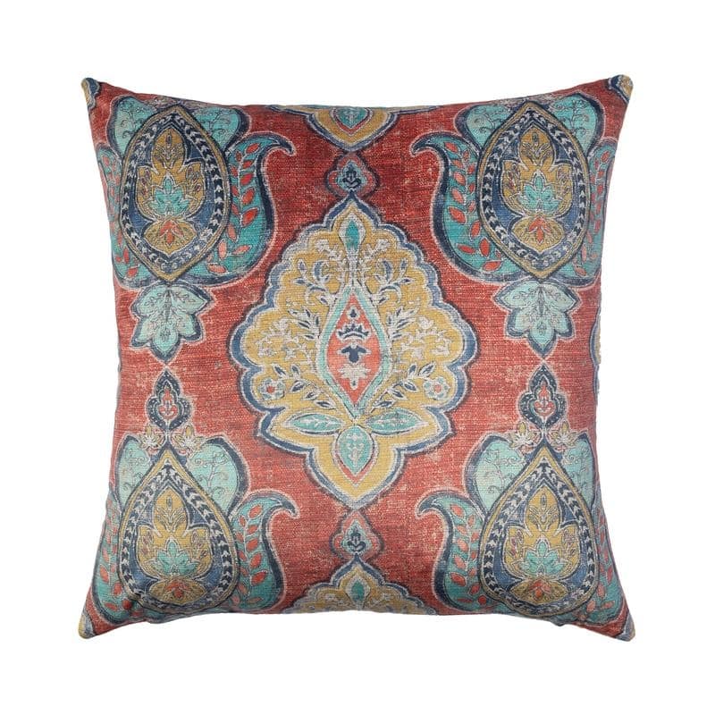 Austin Horn Classics Cantori Decorative Velvet Pillow Cover Rustic Red, 22"x22", Printed Velvet - Feather Down