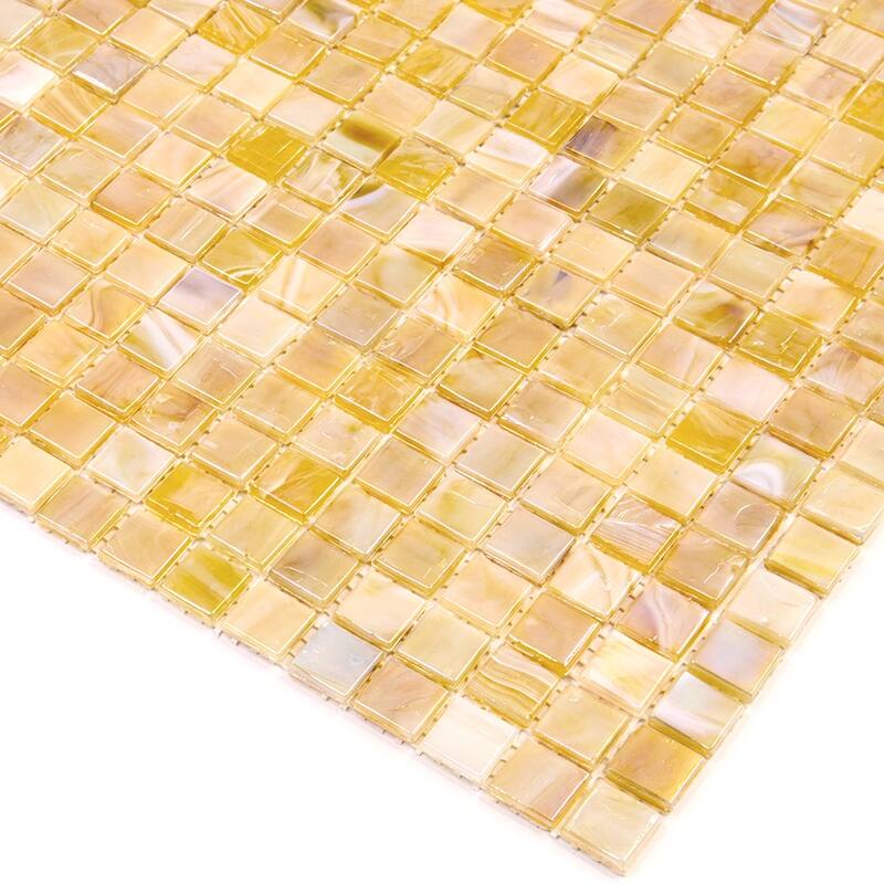 Apollo tile 12" x 12" Skosh Glossy Caramel Beige Glass Tile (18.69 sq ft/case) - 20 Pack