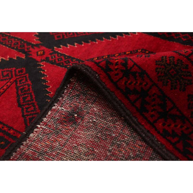 ECARPETGALLERY Hand-knotted Teimani Red Wool Rug - 3'7 x 7'7
