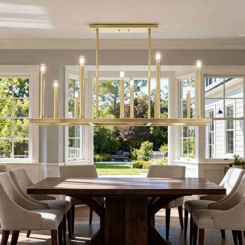 LamQee Mid Century Chandelier Rustic Sputnik Gold Ceiling Light - Large