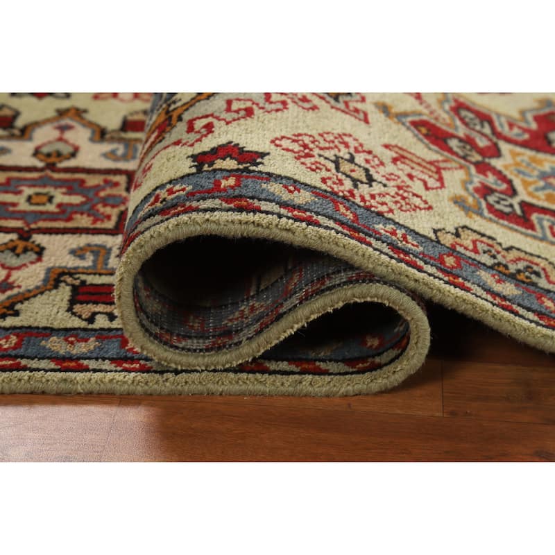 Hand Knotted Oriental 100% Wool Carpet Transitional Geometric Green Oushak Area Rug - 5' 10'' X 3' 11''