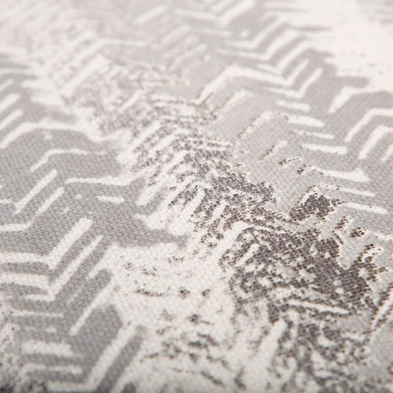 Rizzy Home Ivory, Grey, and Metallic Silver Chevron Throw Pillow