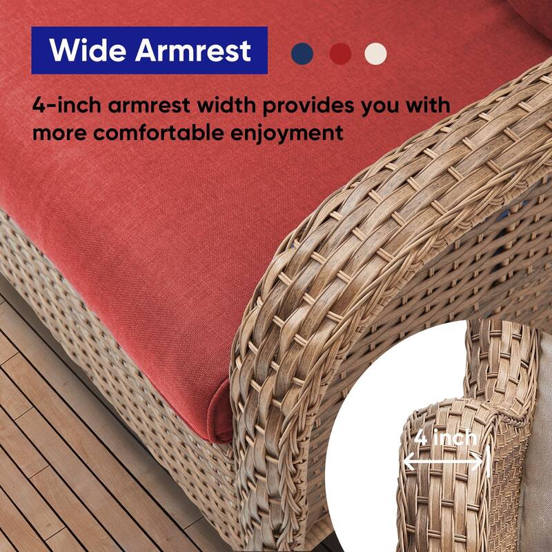 ArcoBay Wicker PE Rattan Outdoor Patio Swivel Glider Chairs with 4'' Olefin Cushions (2-Pack)