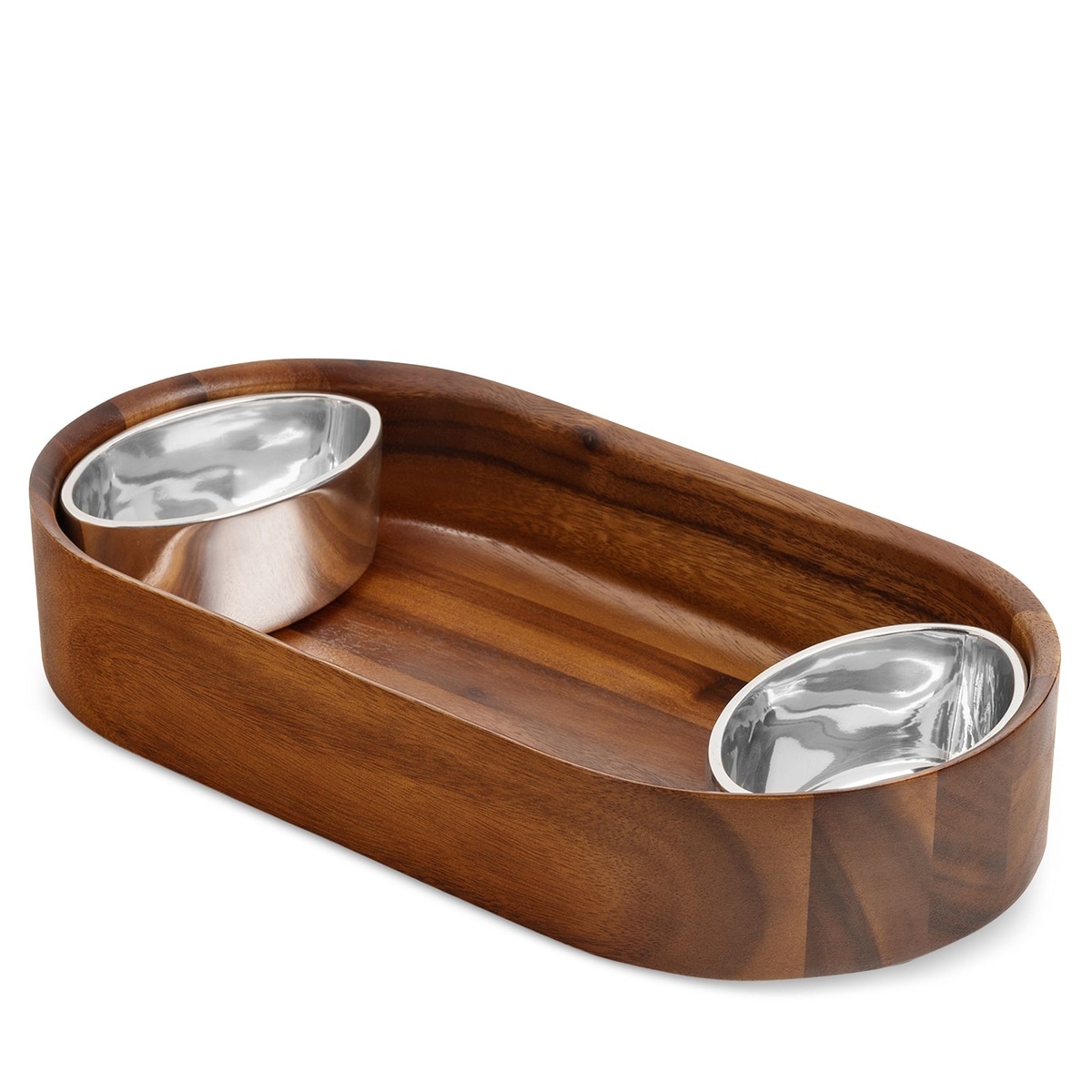 Nambe Oblong Nest Chip and Dip - 9" x 7.2" x 4.3"