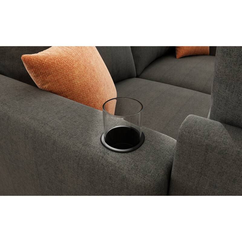 Oversized Sectional Sofa Set, Convertible L Shaped Couch Sofa Bed with Storage, 6 Seater Modular Sofa with Ottomans and Chaise