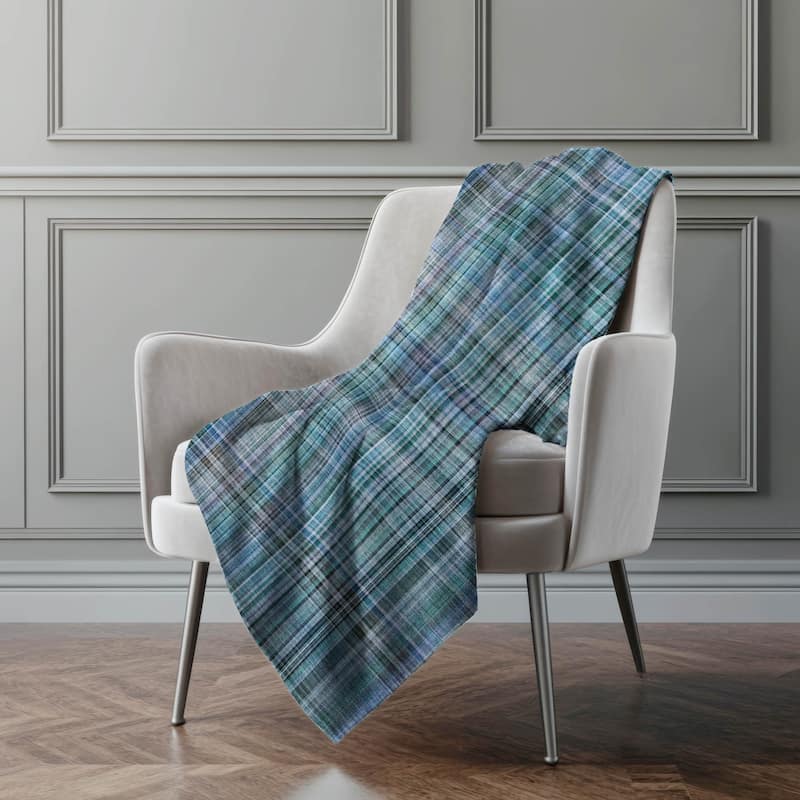 Premium Machine Washable Plaid Sherpa Throw Blanket - Teal - 4'2" x 5'10"