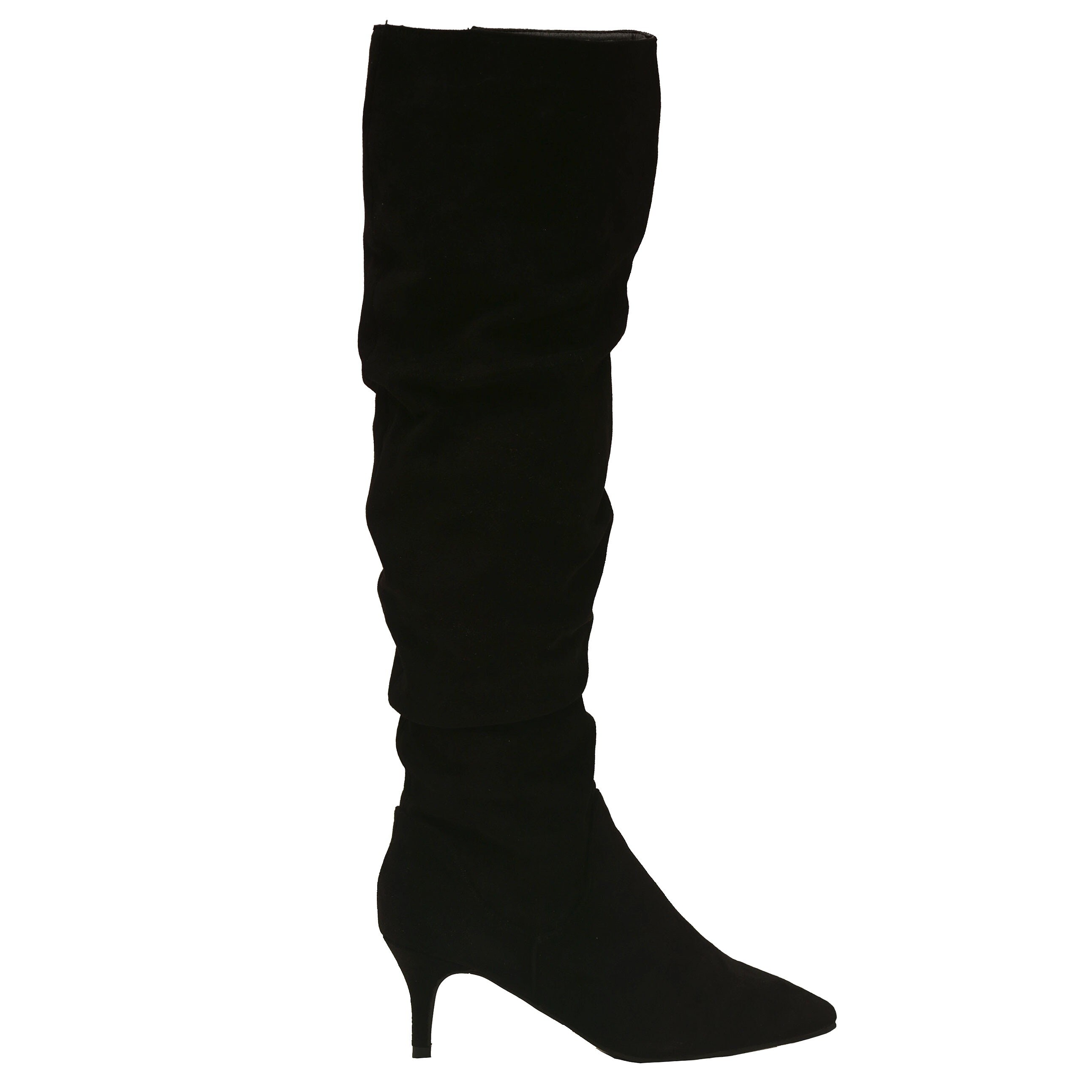 tall black boots with low heel