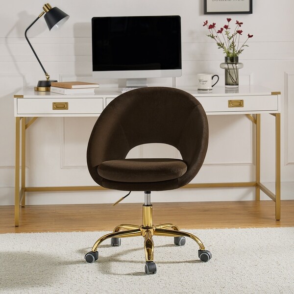 Ramona Modern Velvet Height Adjustable Swivel Task Chair with Metal Base by HULALA HOME On Sale Bed Bath Beyond 29126408