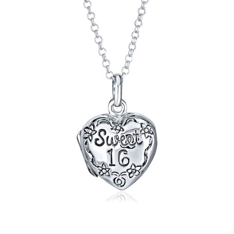 SWEET 16 Birthday Heart Locket Necklace That Holds Picture For Teen - 18