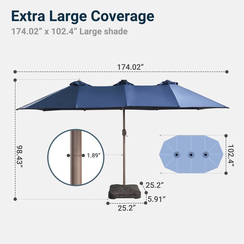 XIZZI Outdoor Patio Umbrella with Solar LED Lights and Base