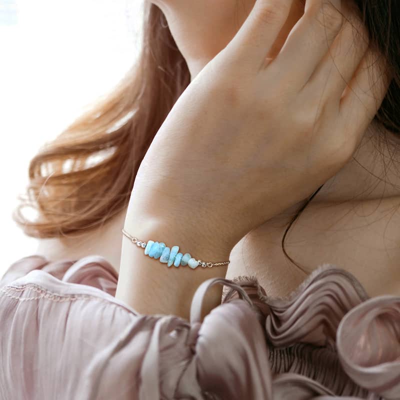 Miadora 1 ct TGW Aquamarine Bead Bracelet in Sterling Silver-725+2 in