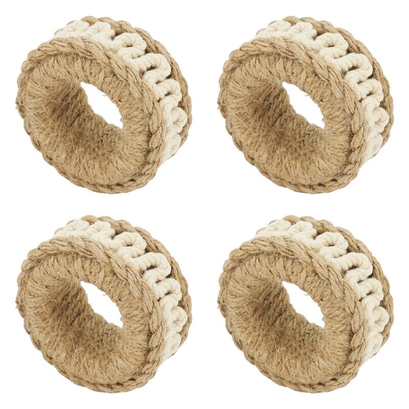 Rope Design Napkin Ring (Set of 4) - Tan