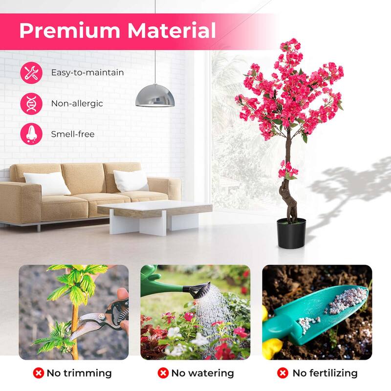 Costway 1/2 Pack 42" Artificial Plum Blossom Tree with 92 Flowers & - See Details