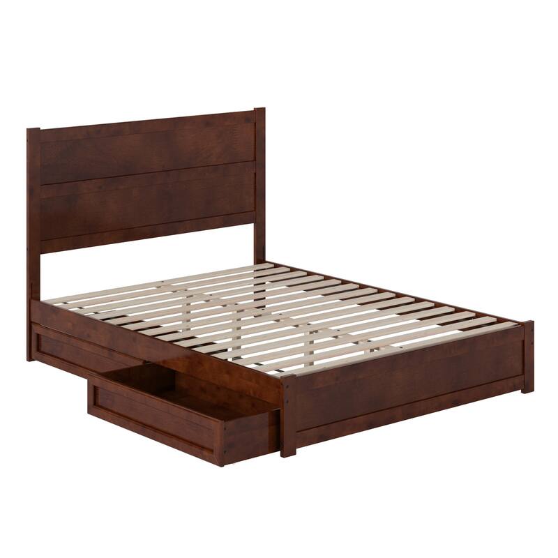 Aveline Wood Platform Bed with Matching Footboard & Storage Drawers