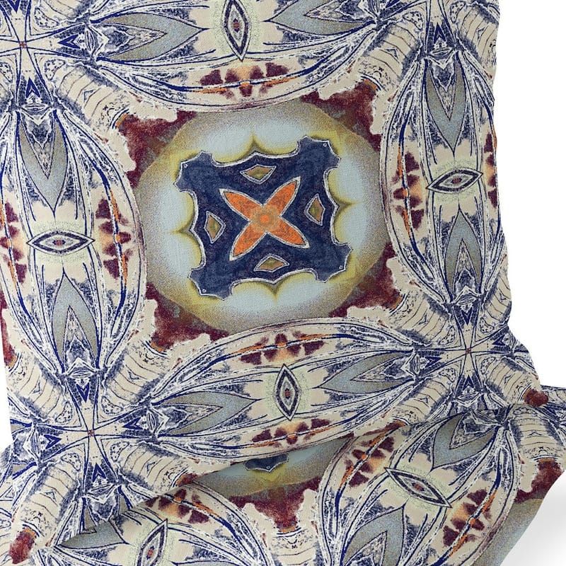 HomeRoots Set of Two 16" X 16" Blue and Gray Blown Seam Floral Indoor Outdoor Throw Pillow - 16.00' X '16.00' X '5.00