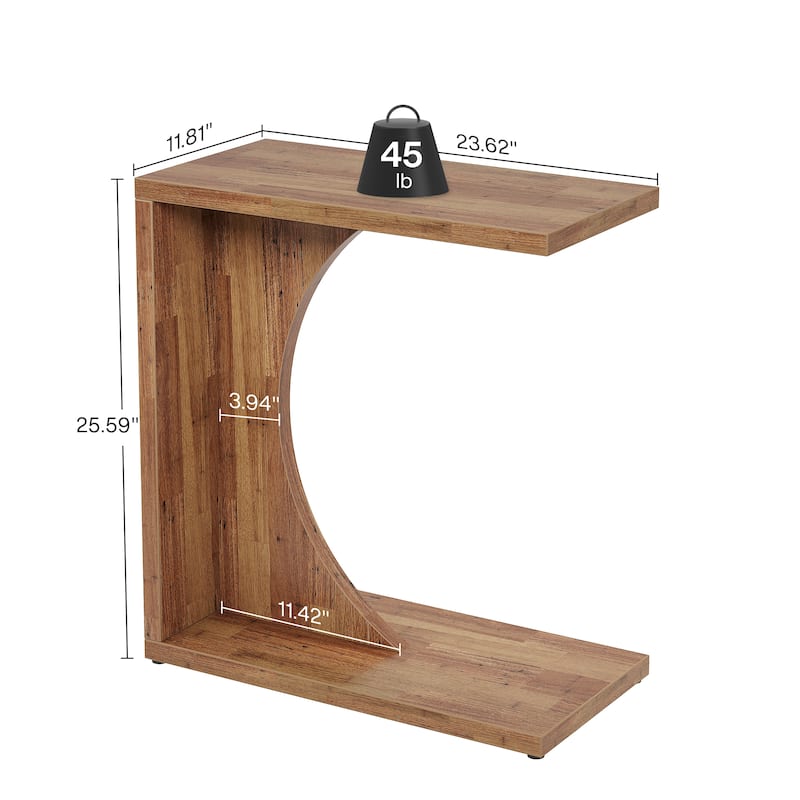 2-Tier C-Shaped End Side Sofa Couch Table for Small Space