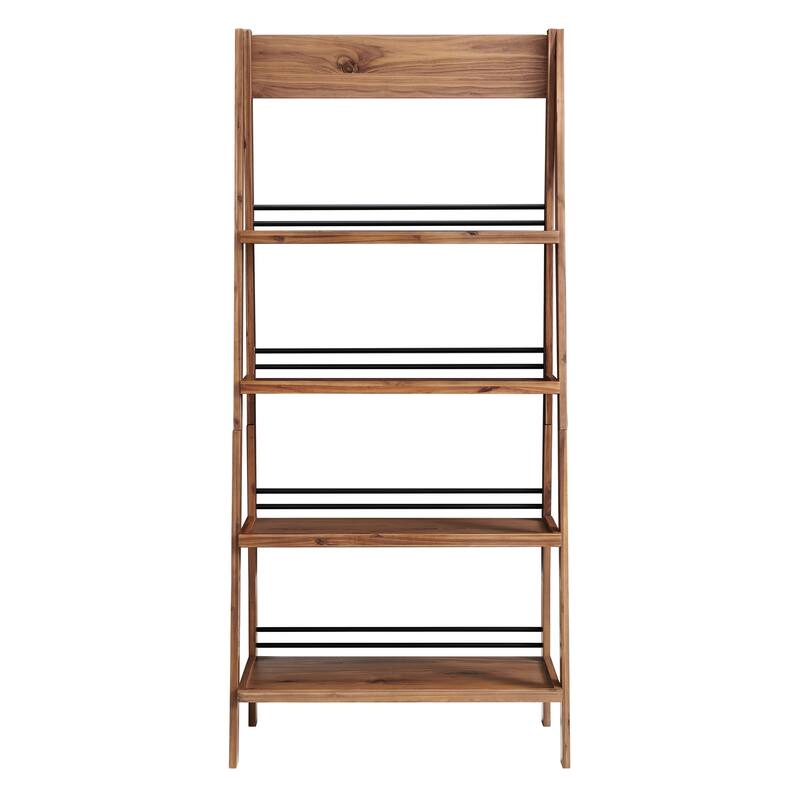 Lavish Home 4-Tier Wood Ladder Bookshelf, Walnut
