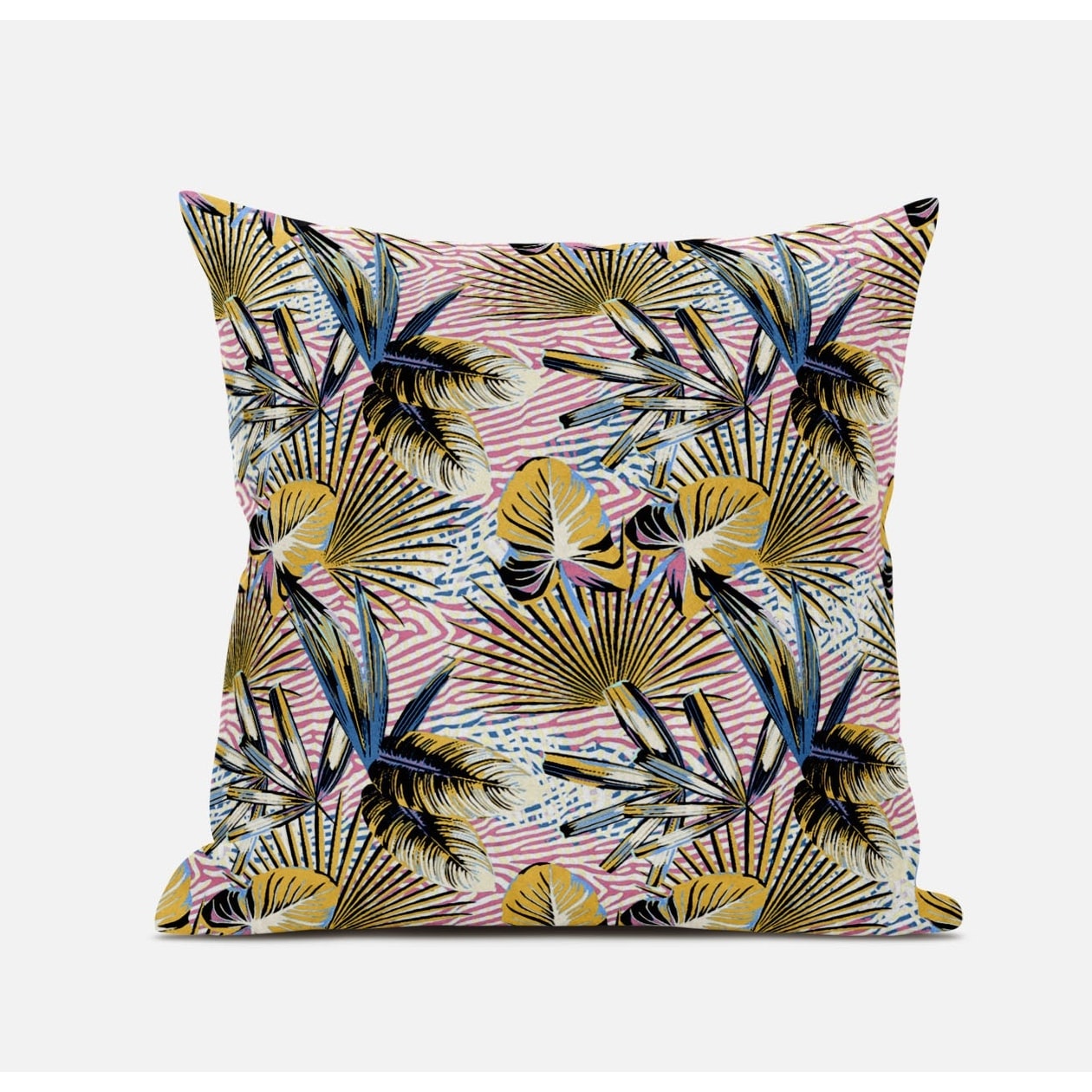 20" Gold Pink Tropical Suede Throw Pillow