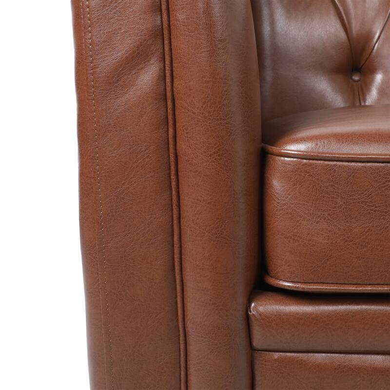 Cantrell Contemporary Faux Leather Tufted Loveseat by Christopher Knight Home