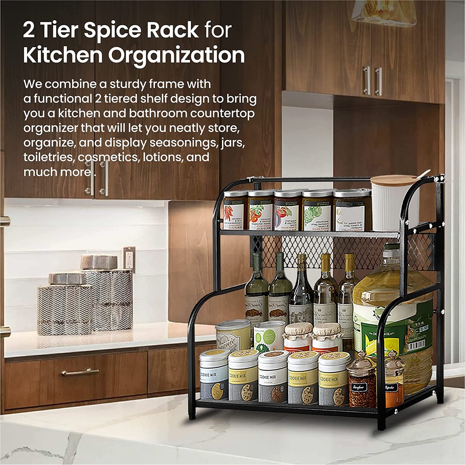 Cheer Collection Rotating Spice Rack for Countertop with 12 Jars